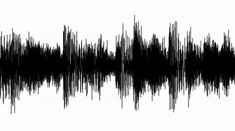 Audio waveform (equalizer - 60 seconds), black on white background 库存影片 49386430