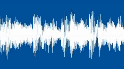 Audio waveform (equalizer - 60 seconds), white on blue background 库存影片 49386524