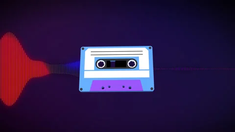Audio waveform equalizer and cassette tape. sound levels. gradient spectrum Stock Footage 159897007