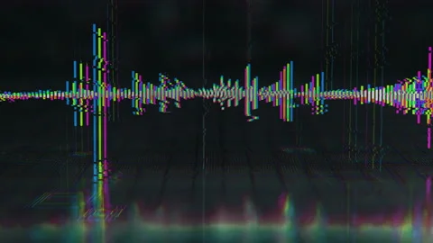 Audio waveform equalizer glitching seamless loop 3D render animation Stock Footage 135552004