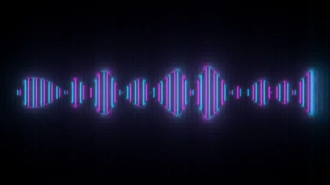 Audio waveform equalizer neon color 3D render seamless loop animation Stock Footage 136107017