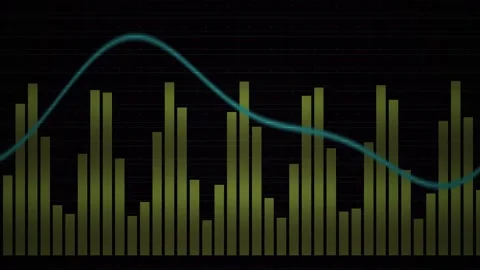 Audio waveform graph with green bars on black background. Stock Footage 336226313