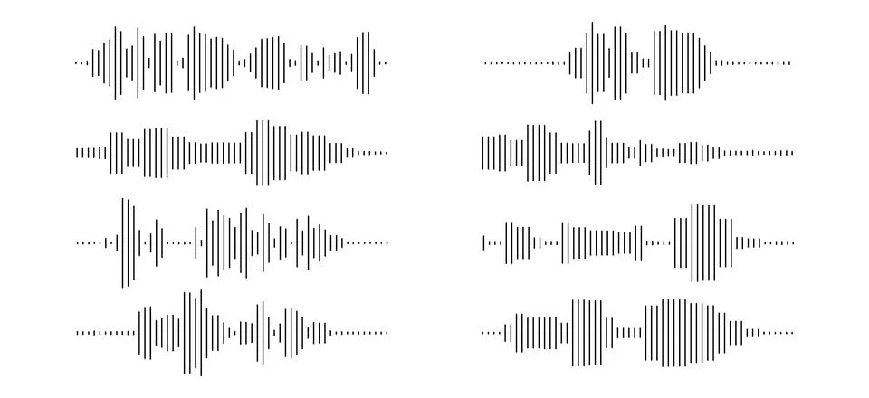 Audio waveform, music wave vector elements 스톡 일러스트