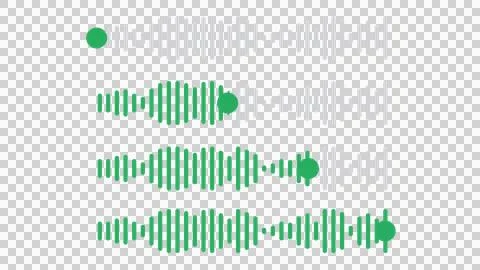 Audio waveform progress bar set in green with transparent background. Stock Illustration