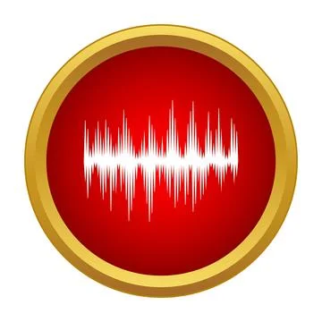 Audio waveform on a red record button icon Illustrazione stock