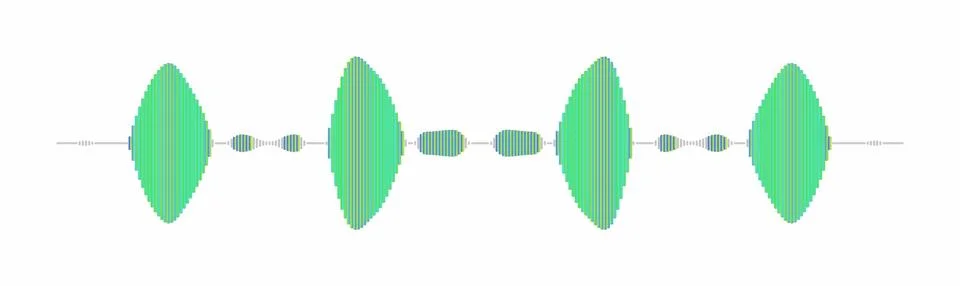 Audio waveform sound wave frequency visualization on white. Green signal pu.. イラスト素材