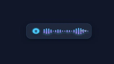 Audio waveform sound wave player interface with pause button and glowing pu.. 스톡 동영상 344709561