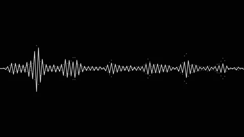 Audio waveform soundwave effect, white line on black background, isolated. Stock Footage 130771452