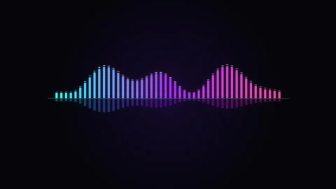 Audio waveform spectrum animation colorful equalizer bar graph motion graph.. Vídeos de archivo 345628120