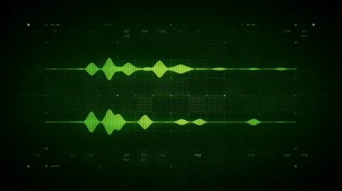 Audio Waveform Stereo Green Stock-Footage 51599865