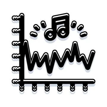 Audio waveform visualizing sound and musical notes Stock Illustration