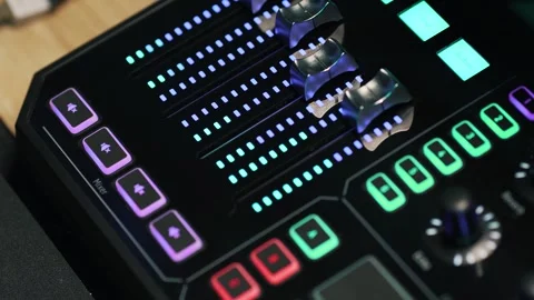 Audio waves on audio interface studio Stock Footage 249542829