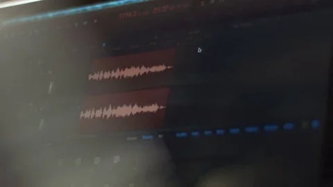 Audio waves on a computer screen - Music recording Stock Footage 69125172
