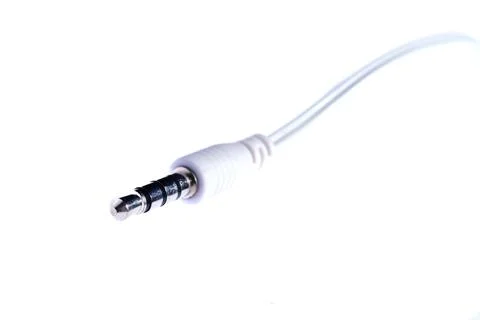 Audio white mini plug connection Stock Photos