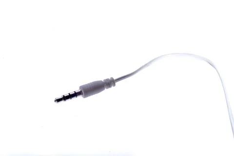 Audio white mini plug connection Stock Photos