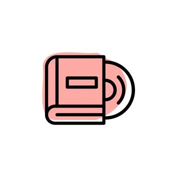 Audiobook with color shadow vector icon in book set Stock Illustration