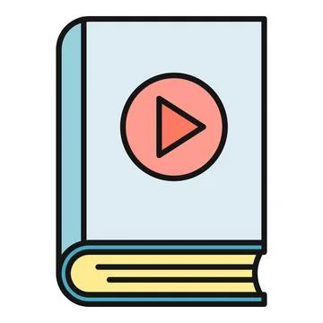 Audiobook digital learning icon showing video content Stock Illustration