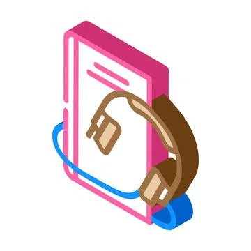 Audiobook gadget isometric icon vector illustration Stock Illustration