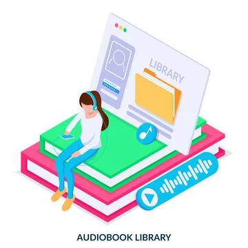 Audiobook library concept.  Stock Illustration
