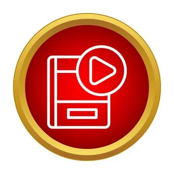 Audiobook play button icon for e learning Stock Illustration