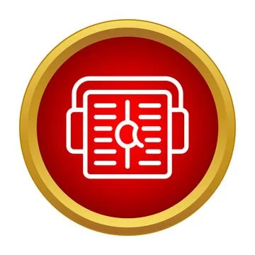 Audiobook player device icon red circle Stock Illustration