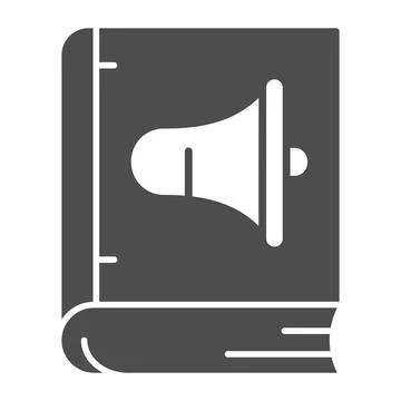 Audiobook solid icon, online education concept, Online webinar sign on white Illustrazione stock