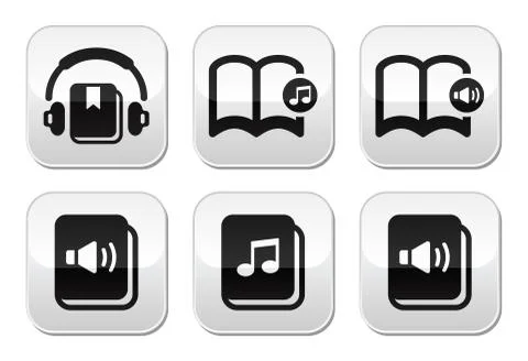 Audiobook vector buttons set Stock Illustration