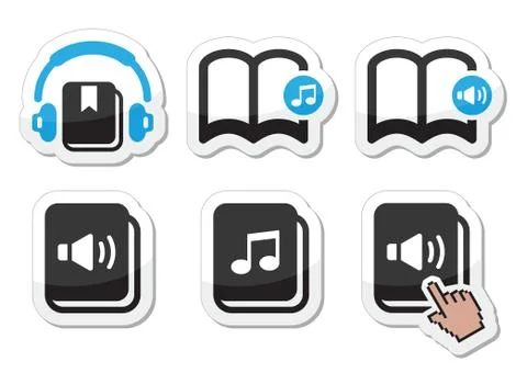 Audiobook vector labels set Stock Illustration