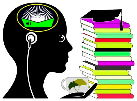 Audiobooks for Students Stock Illustration