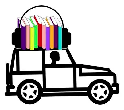 Audiobooks while driving Illustrazione stock