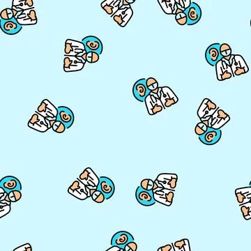 Audiologist doctor vector seamless pattern Stock Illustration
