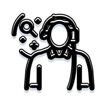 Audiologist performing hearing test icon line art Illustrazione stock