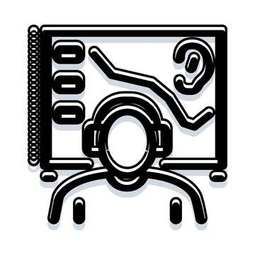 Audiologist performing hearing test icon Illustrazione stock