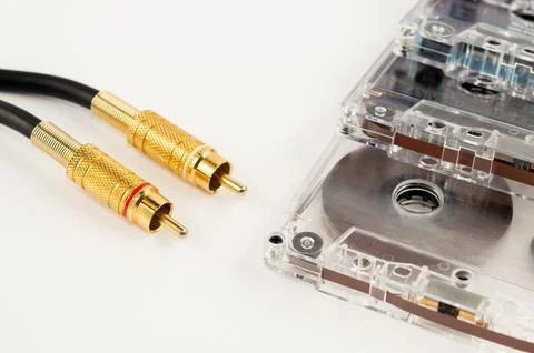 Audiophile Cable Connectors and Compact Cassettes Stock Photos