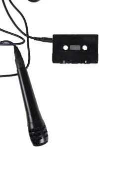 Audiotape and microphone. Stock Photos