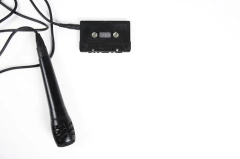 Audiotape and microphone. Stock Photos