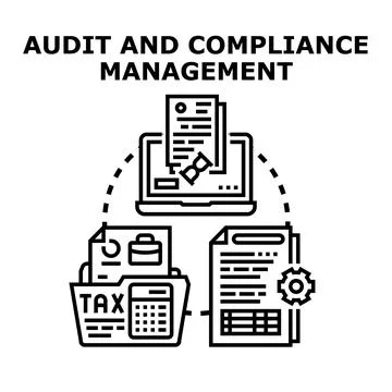 Audit and compliance management workflow illustration Stock Illustration