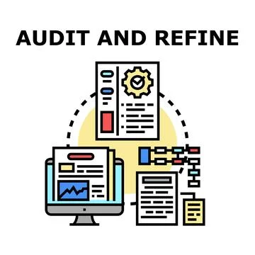 Audit and refine process with data analysis Illustrazione stock