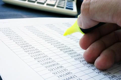 Audit. Auditor is checking financial report. Stock Photos