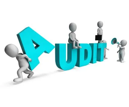 Audit characters shows auditors auditing or scrutiny Stock Illustration