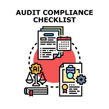 Audit compliance checklist preparing documents and regulations Stock Illustration