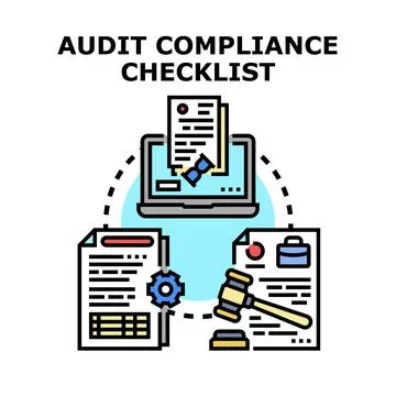 Audit compliance checklist process on computer screen 库存插图