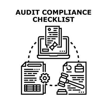 Audit compliance checklist process on computer screen Stock Illustration