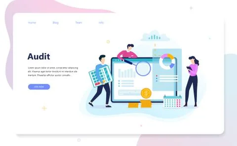 Audit concept. Business data research and analysis. Illustrazione stock