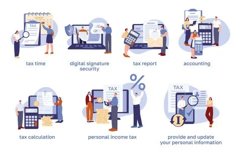 Audit concept. Declaration and accounting, applications or software for audits Stock Illustration