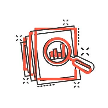 Audit document icon in comic style. Result report vector cartoon illustration Illustrazione stock