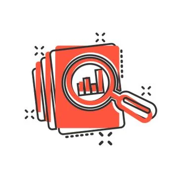 Audit document icon in comic style. Result report vector cartoon illustration Illustrazione stock