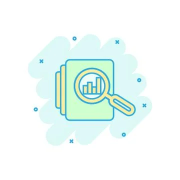 Audit document icon in comic style. Result report vector cartoon illustration Illustrazione stock