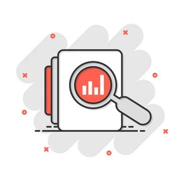 Audit document icon in comic style. Result report vector cartoon illustration Stock Illustration