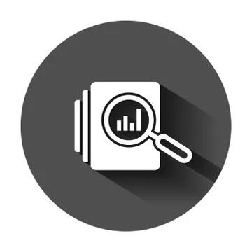 Audit document icon in flat style. Result report vector illustration on black Stock Illustration